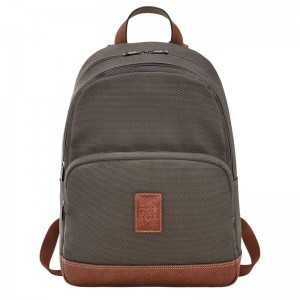 Longchamp Boxford Backpack - Recycled canvas Backpacks Brown | YG21-B6XO