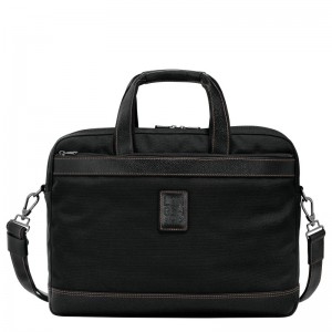 Longchamp Boxford L Briefcase - Recycled canvas Briefcase Black | LF38-G4JO