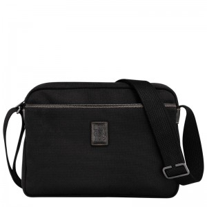 Longchamp Boxford M Camera bag - Recycled canvas Crossbody bags Black | SL49-Y4OZ