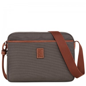 Longchamp Boxford M Camera bag - Recycled canvas Crossbody bags Brown | MR77-K1MX