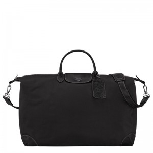 Longchamp Boxford M Travel bag - Recycled canvas Travel bags Black | FM29-Q5DI