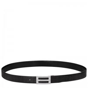 Longchamp Delta Box Men's belt - Leather Belts Black | VN76-Y9FK