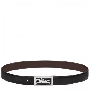 Longchamp Delta Box Men's belt - Leather Belts Black/Mocha | RC96-F6XK