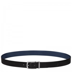 Longchamp Delta Box Men's belt - Leather Belts Black/Navy | LC92-A8BX