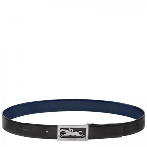 Longchamp Delta Box - Leather Belts Black/Navy | EZ68-A1YW