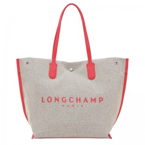 Longchamp Essential L Tote bag - Canvas Shoulder bags Strawberry | BZ97-R7EI