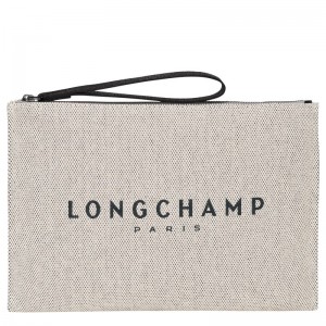 Longchamp Essential Pouch - Canvas Pouches & Cases Ecru | TH20-Y7UP