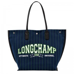 Longchamp Essential Tote bag - Canvas Shoulder bags Navy | CV04-Y8EO