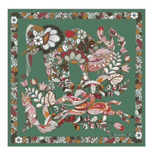 Longchamp Forêt Longchamp Silk scarf 50 - Silk Silk Scarves Sage | QF00-M5WO