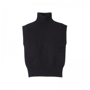 Longchamp High collar no sleeve jumper - Knit Tops & Blouses Black | IF16-E9GT