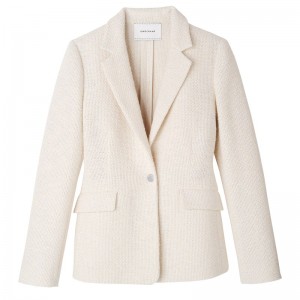 Longchamp Jacket - Bouclé Coats & Jackets Ecru | BE99-Z5XC