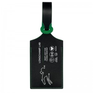 Longchamp LGP Travel Luggage tag - Leather Travel accessories Black/Green | ZA30-Q3EG