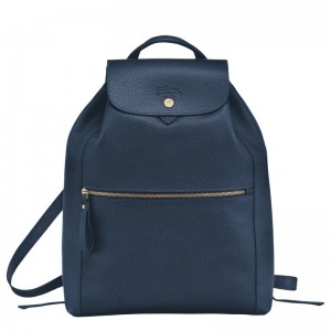 Longchamp Le Foulonné Backpack - Leather Backpacks Navy | LZ55-O3VZ