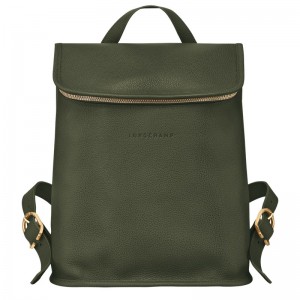 Longchamp Le Foulonné Backpack - Leather Backpacks Khaki | EN14-V1XW