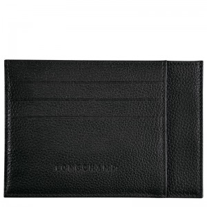 Longchamp Le Foulonné Card holder - Leather Cardholders & Coin purses Black | DN56-K8KE