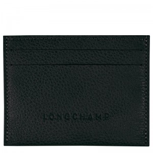 Longchamp Le Foulonné Cardholder - Leather Cardholders & Coin purses Black | EH83-R2GT