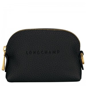 Longchamp Le Foulonné Coin purse - Leather Cardholders & Coin purses Black | EV61-I1OG