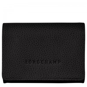 Longchamp Le Foulonné Coin purse - Leather Cardholders & Coin purses Black | PX53-N2WO