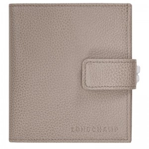 Longchamp Le Foulonné Compact wallet - Leather Wallets Turtledove | HC36-U7DO