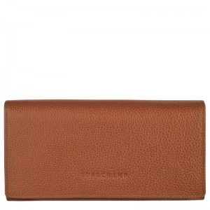 Longchamp Le Foulonné Continental wallet - Leather Wallets Caramel | WW47-E7ET