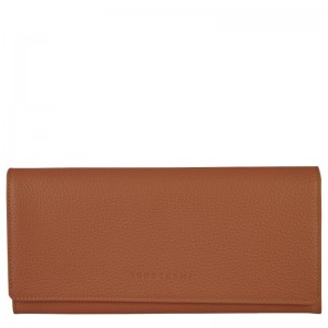 Longchamp Le Foulonné Continental wallet - Leather Wallets Caramel | SI05-C8LZ