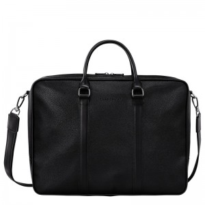 Longchamp Le Foulonné L Briefcase - Leather Briefcase Black | VL87-A4KA