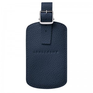 Longchamp Le Foulonné Luggage tag - Leather Travel accessories Navy | OM16-V9VL