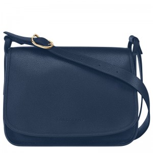 Longchamp Le Foulonné M Crossbody bag - Leather Crossbody bags Navy | IT93-P7WP