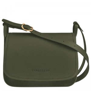 Longchamp Le Foulonné M Crossbody bag - Leather Crossbody bags Khaki | WC48-W0NU