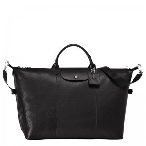 Longchamp Le Foulonné M Travel bag - Leather Travel bags Black | IU17-E8CV