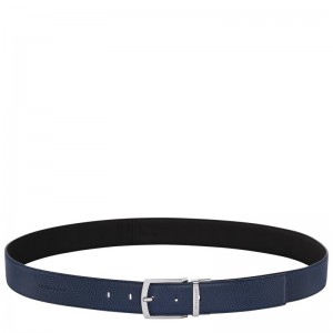 Longchamp Le Foulonné Men's belt - Leather Belts Navy/Black | MJ79-L5JX