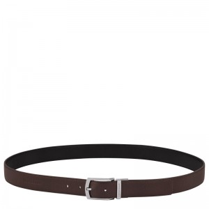 Longchamp Le Foulonné Men's belt - Leather Belts Mocha/Black | AS19-I3WB