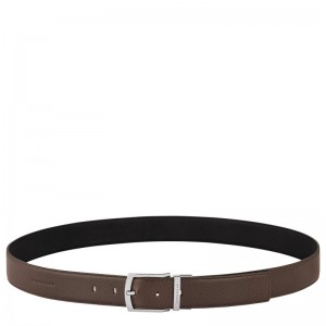 Longchamp Le Foulonné Men's belt - Leather Belts Mocha/Black | JC49-K2XT