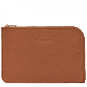 Longchamp Le Foulonné Pouch - Leather Pouches & Cases Caramel | WA92-M5EG