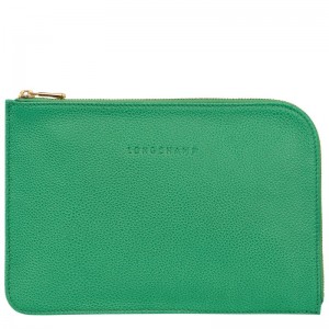 Longchamp Le Foulonné Pouch - Leather Pouches & Cases Green | HK99-X0VD