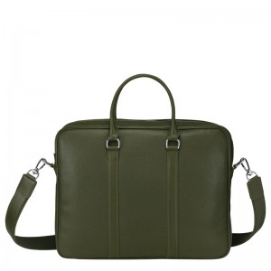 Longchamp Le Foulonné S Briefcase - Leather Briefcase Khaki | GG29-I3YJ