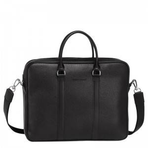 Longchamp Le Foulonné S Briefcase - Leather Briefcase Black | NN03-H1OS