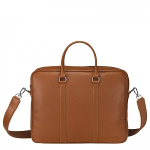 Longchamp Le Foulonné S Briefcase - Leather Briefcase Caramel | DG63-W1XN