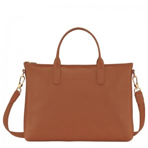 Longchamp Le Foulonné S Briefcase - Leather Briefcase Caramel | KR32-J6RO