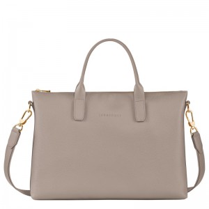 Longchamp Le Foulonné S Briefcase - Leather Briefcase Turtledove | KI21-C0JZ