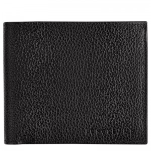 Longchamp Le Foulonné Wallet - Leather Wallets Black | LU55-W3XE