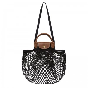 Longchamp Le Pliage Filet L Mesh bag - Canvas Handbags Black | SV87-N2IB