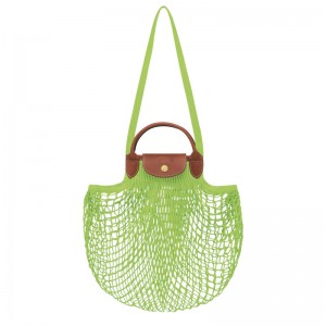 Longchamp Le Pliage Filet L Mesh bag - Canvas Handbags Green Light/Strawberry | JP31-C6WV