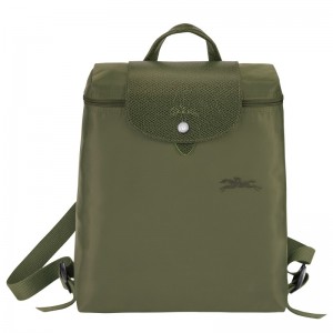 Longchamp Le Pliage Green M Backpack - Recycled canvas Backpacks Forest | PY72-T3ZV