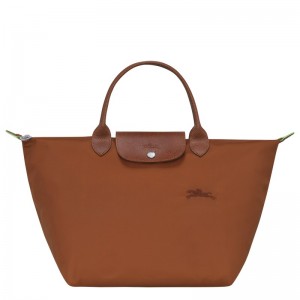 Longchamp Le Pliage Green M Handbag - Recycled canvas Handbags Cognac | HH22-P1UN