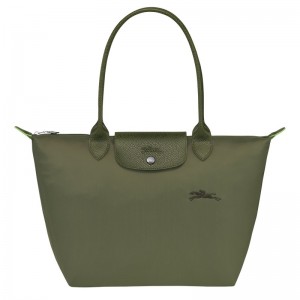 Longchamp Le Pliage Green M Tote bag - Recycled canvas Shoulder bags Forest | UP56-F4DW