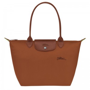 Longchamp Le Pliage Green M Tote bag - Recycled canvas Shoulder bags Cognac | EM52-Q6YG