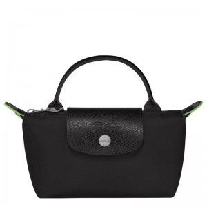 Longchamp Le Pliage Green Pouch with handle - Recycled canvas Pouches & Cases Black | VT02-E6DQ