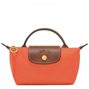 Longchamp Le Pliage Original Pouch with handle - Recycled canvas Pouches & Cases Orange | DI23-L7OL