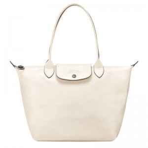 Longchamp Le Pliage Xtra M Tote bag - Leather Shoulder bags Ecru | BE63-K6OM